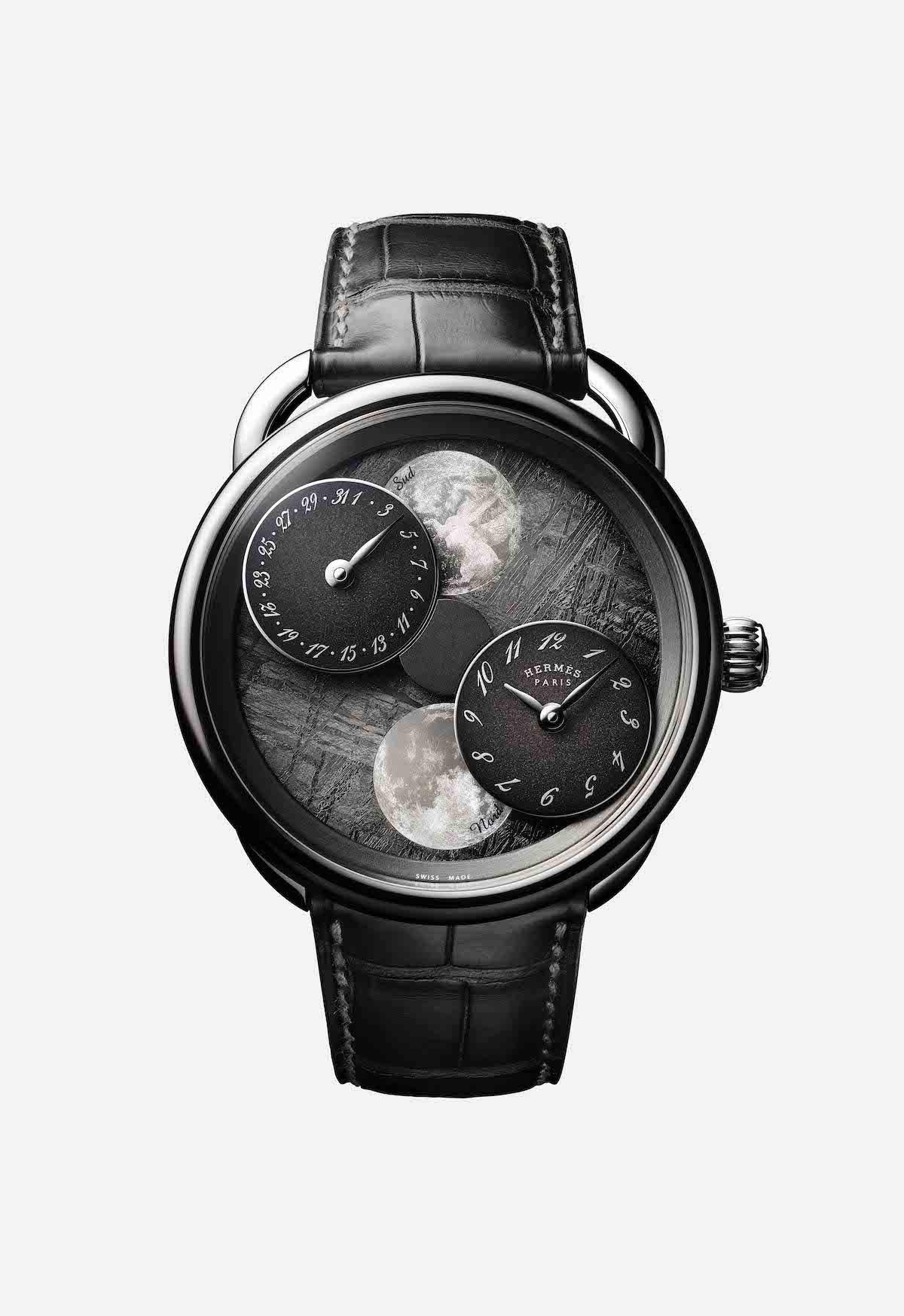 SIHH 2019? Hermes Arceau L'Heure De La Lune watch with meteorite dial.