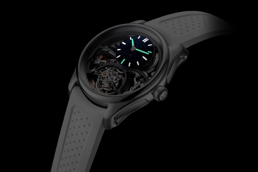 H. Moser Pioneer Cylindrical Tourbillon Skeleton Aventurine Saquon Barkley