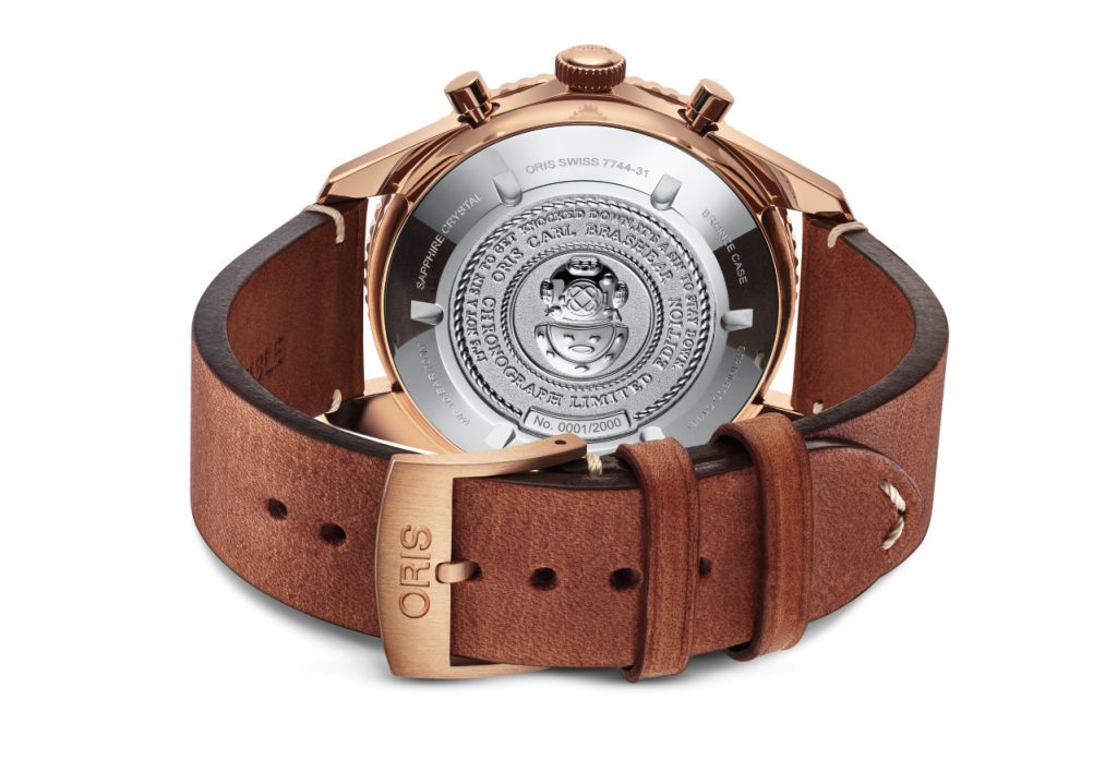 Oris Carl Brashear Chronograph Limited Edition watch caseback.