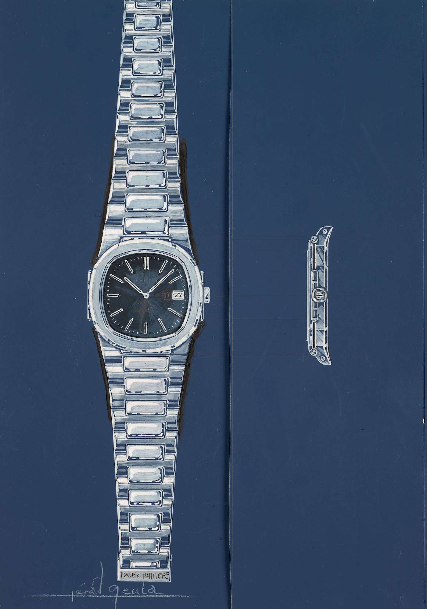 Painting of the Patek Philippe Nautilus by Gerald Genta. 