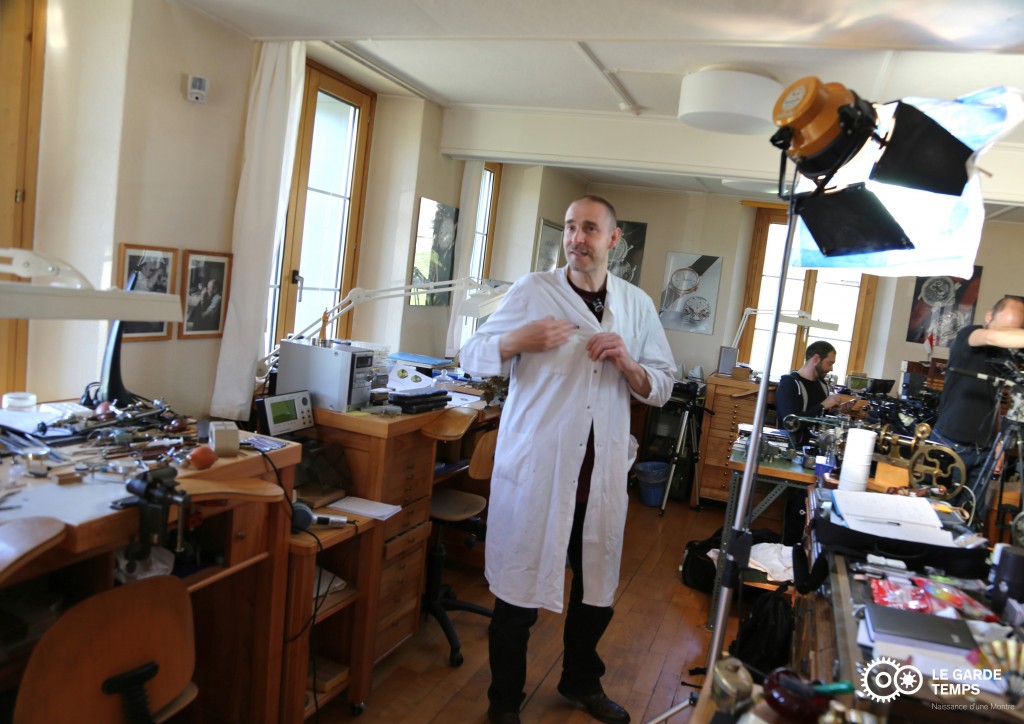 Michel Boulanger in Philippe Dufour's Atelier.Photo courtesy of LeGarde Temps. 