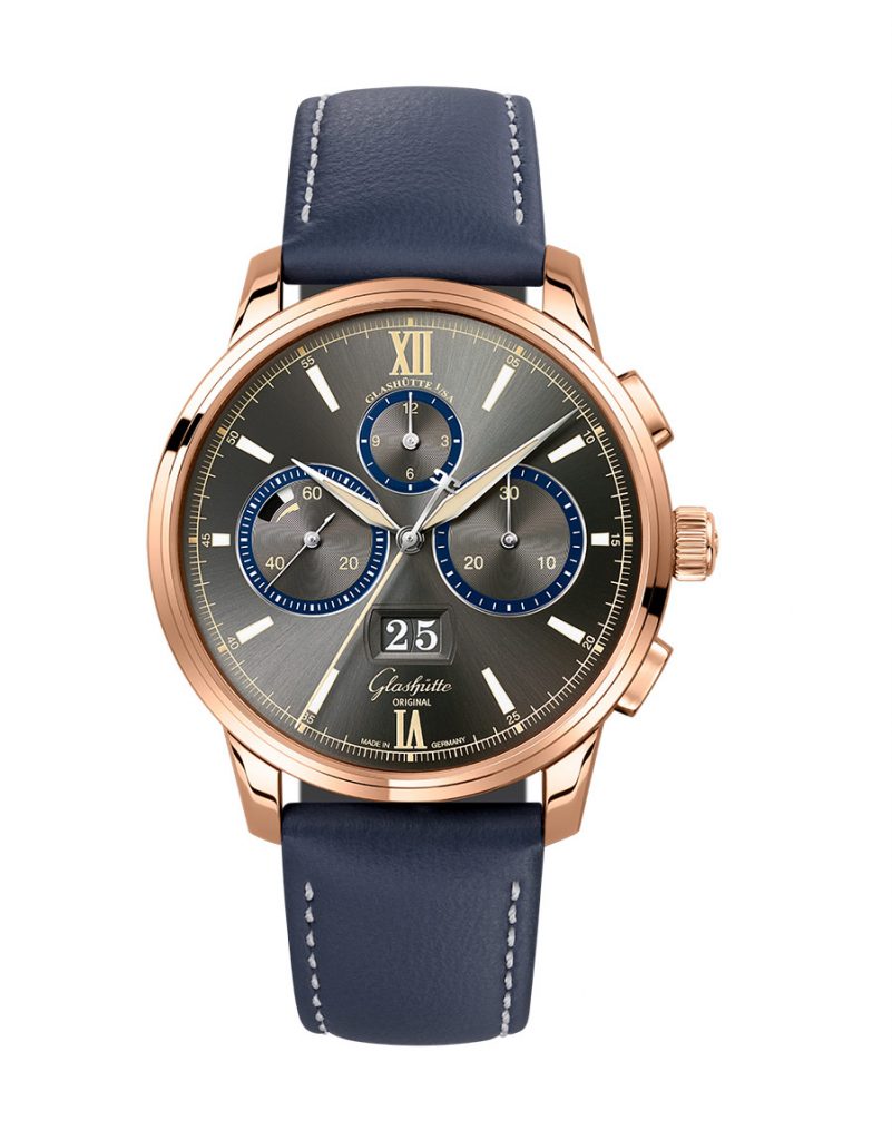 The Glashütte Original Senator Chronograph Capital Edition watch in 18-karat rose gold.