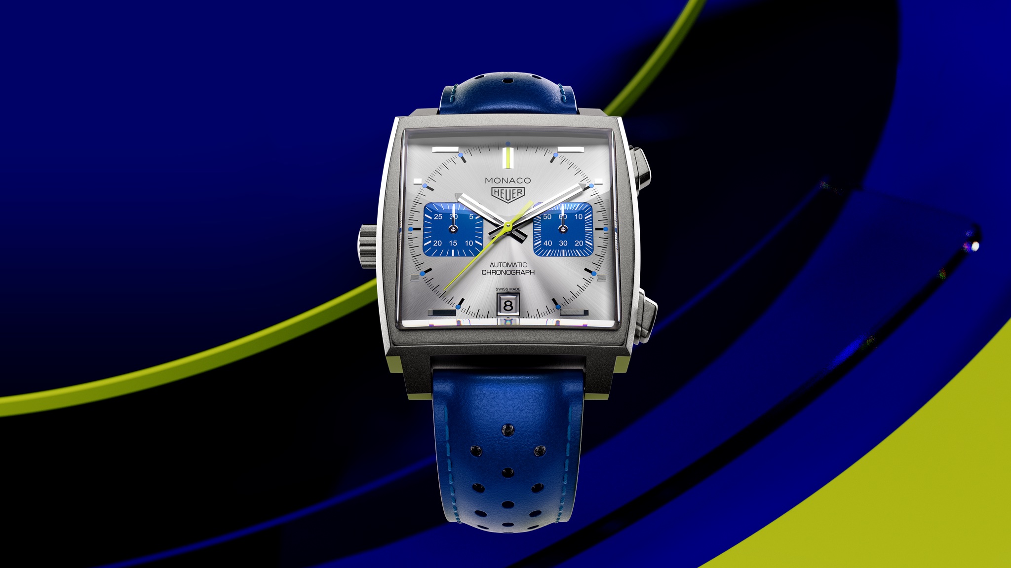 TAG Heuer Monaco Chronograph Racing Blue limited edition watch – a tribute to French Racing blue. 