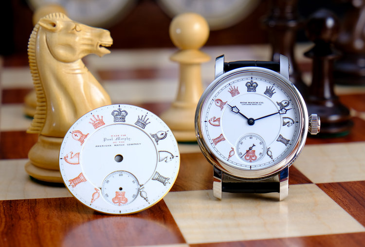 The new RGM "Chess in Enamel" watch features a double enamel dial inspired by a dial in the NAWCC Museum.
