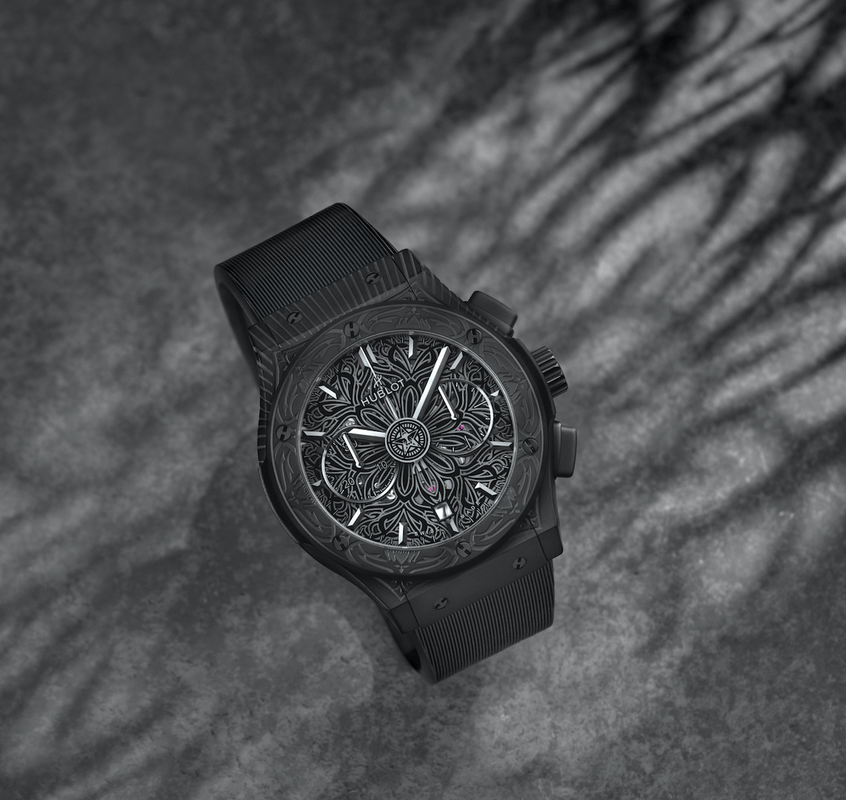 Hublot Classic Fusion Aerofusion Chronograph All Black Shepard Fairey watch.