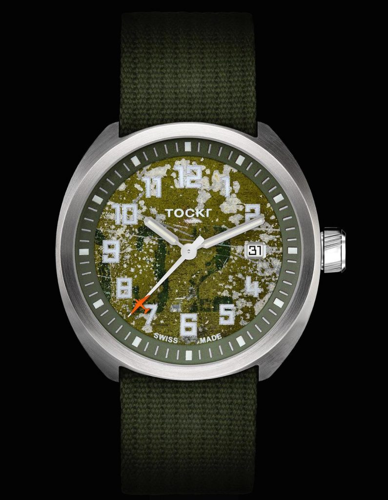 Tockr D-Day C-47 Limited Edition watch with dial made from salvaged aluminum from D-Day "That's All, Brother" paratrooper transport 