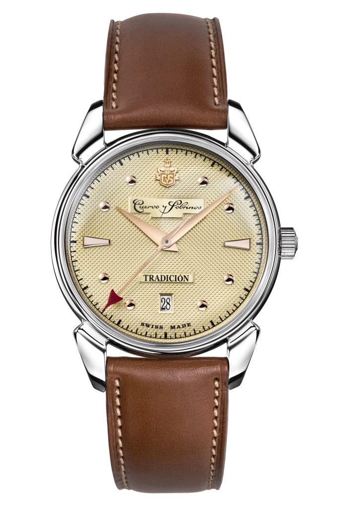 The Cuervo y Sobrinos Historiador Tradition watch is a 40mm stainless steel piece. 
