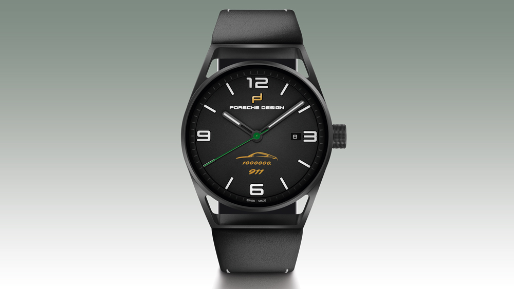 Porsche Design 1919 Datetimer One Millionth 911 watch is crafted in light-weight black titanium. 