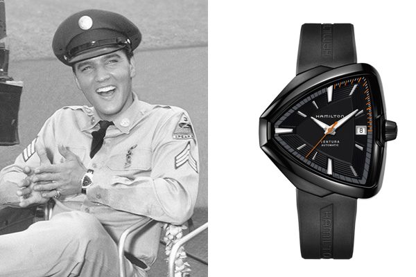 ELVIS-PRESLEY_HAMILTON-VENTURA Elvis Presley wearing the Hamilton Ventura watch.