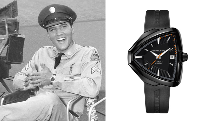 Elvis Presley wearing the Hamilton Ventura watch. 