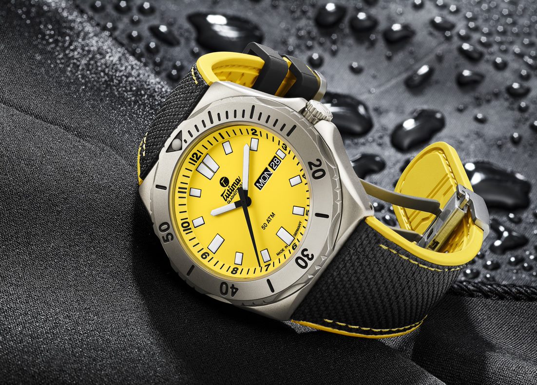 Tutima M2 Seven Seas in yellow signal and titanium.