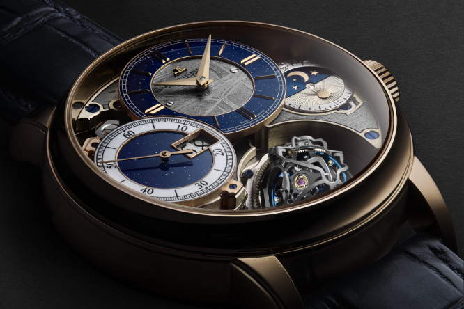 800_mastergrandetraditiongyrotourbillon3close-up-772009 Jaeger-LeCoultre Master Grande Traditions Gyrotourbillon 3 Meteorite watch.