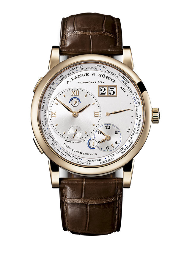 A. Lange & Sohne Lange 1 Time Zone in Honey Gold.