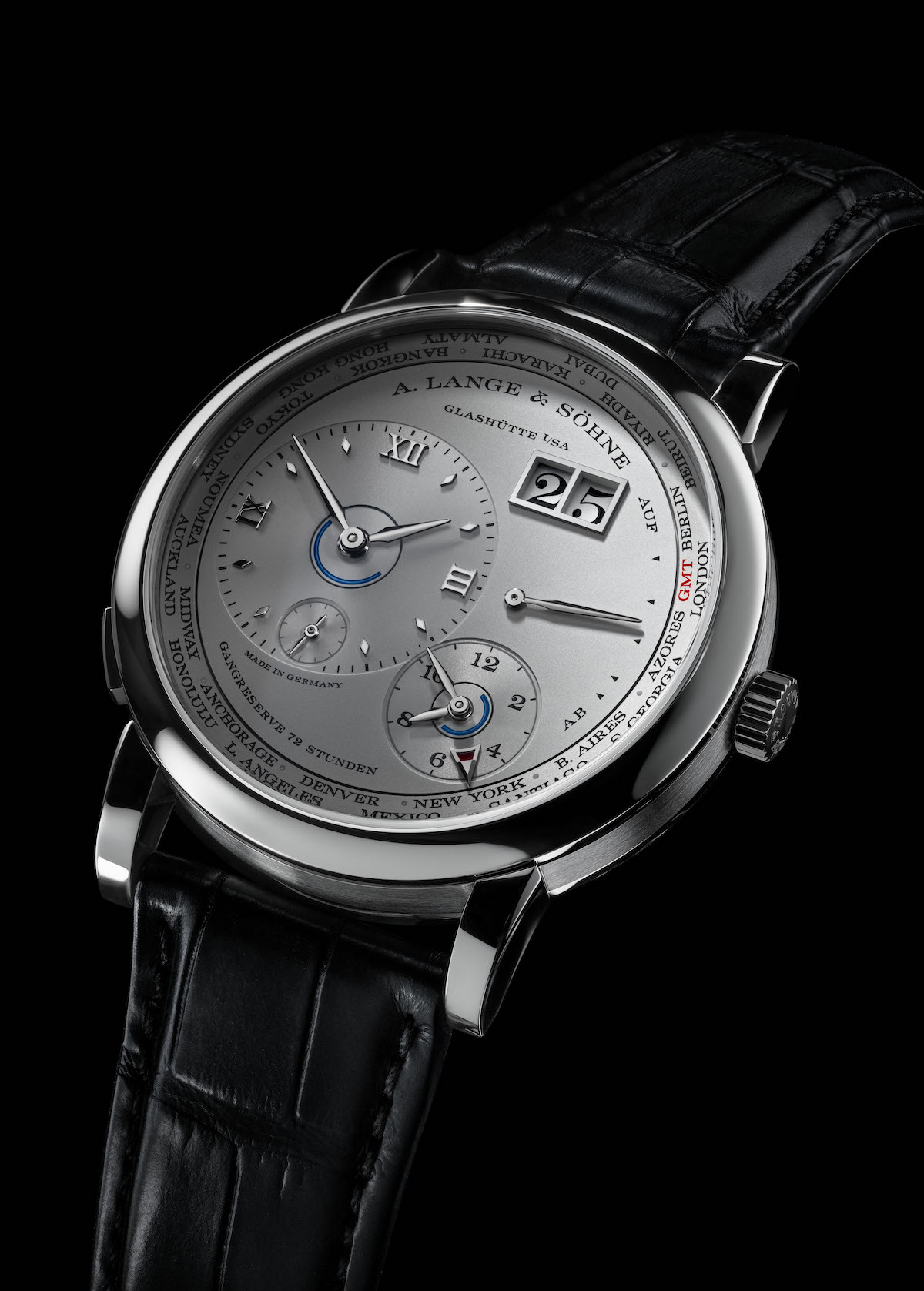 A. Lange & Söhne Time Zone 1 in platinum. 