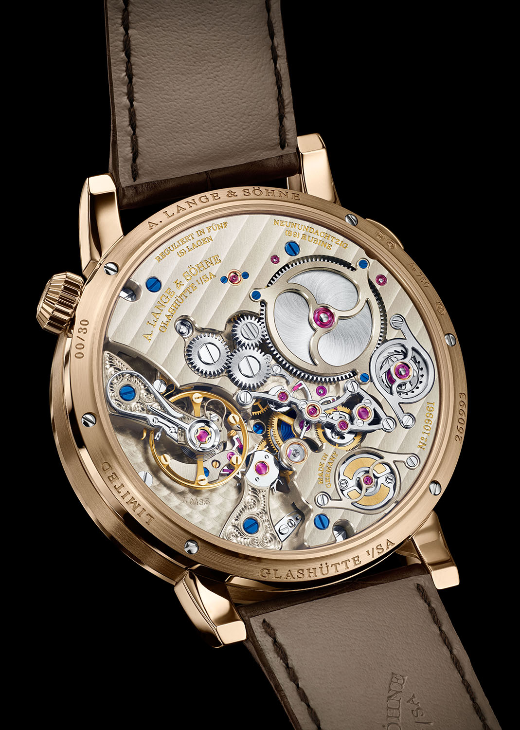 A. Lange & Sohne Zeitwerk Minute Repeater Honey Gold.