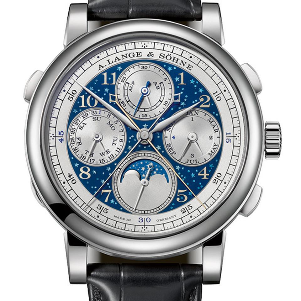 A. Lange &amp; Sohne 1815 Handwerkskunst Rattrapante  Perpetual Calendar moon watch was exhibited for the first time in the USA at WatchTime New York, 2017.