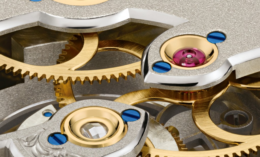 The L102.1 movement consists of 262 parts, including one-minute tourbillon with patented stop second and zero reset 