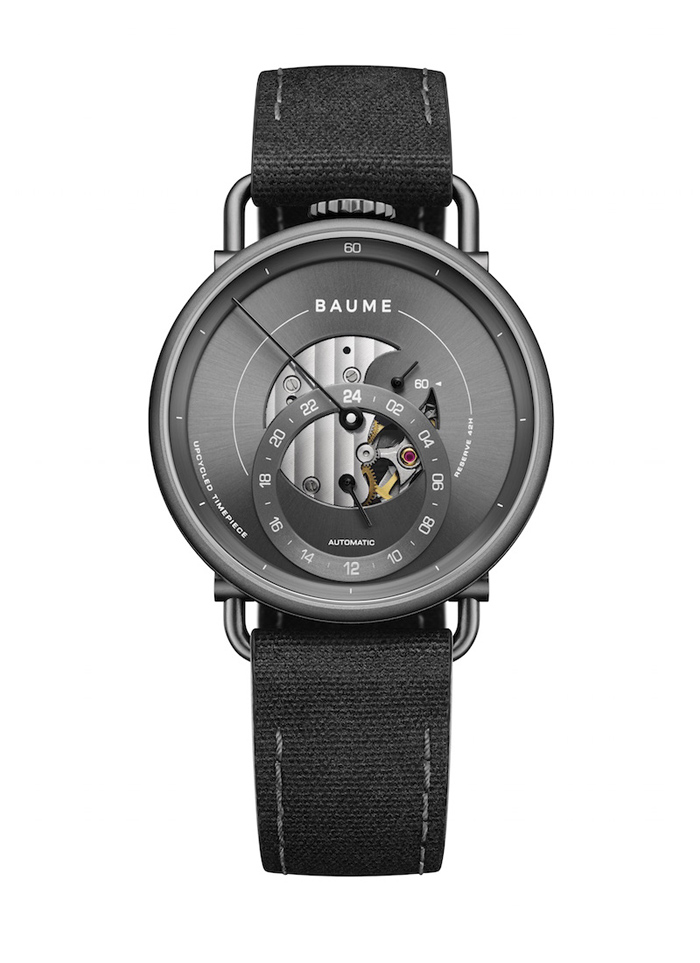 Baume Icon watch line has two size case offerings: 35mm and 41 mm and two different movements, including this one with 24-hour indication and retrograde minutes. 