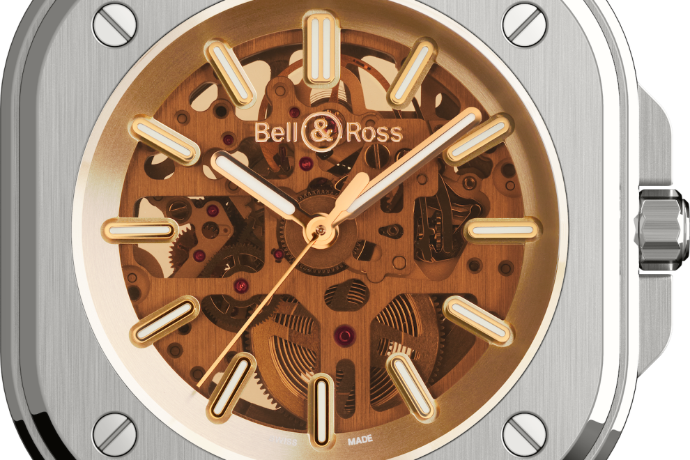 BR05-Sketelon-Golden-Rubber Bell & Ross BR 05 Skeleton Golden Watch