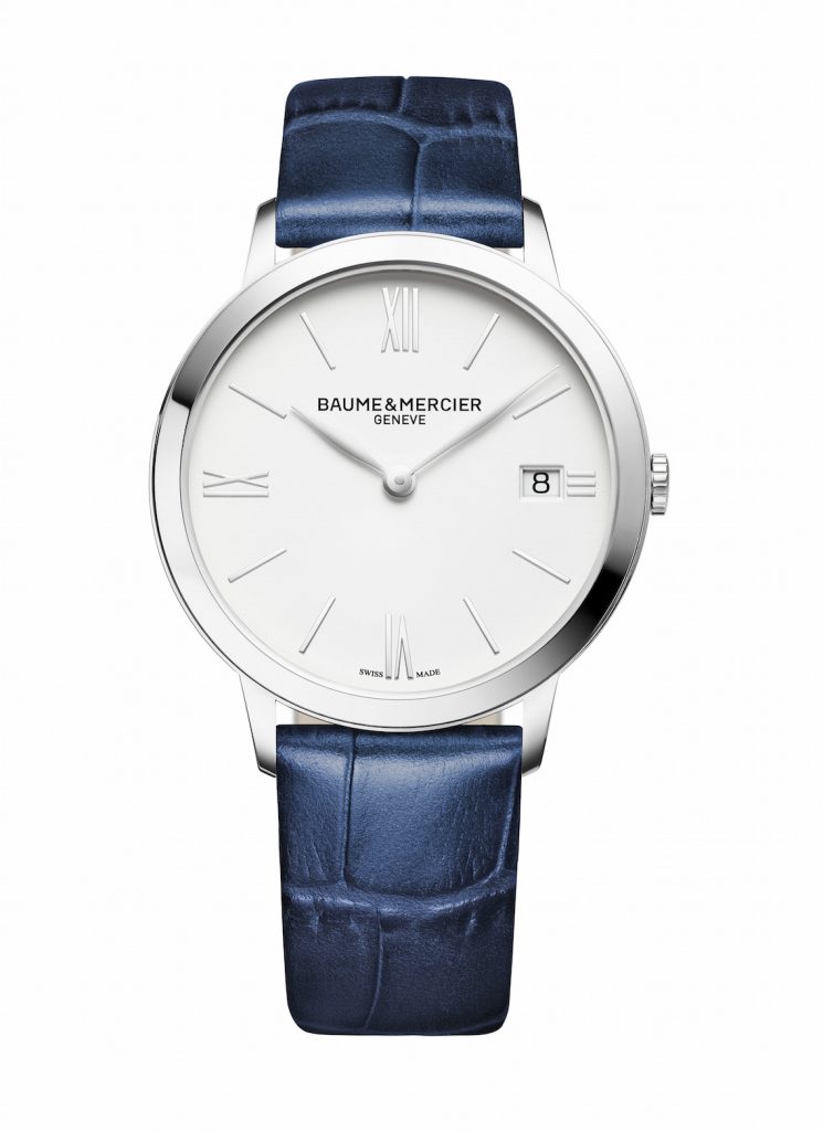 Baume et Mercier Classima 10355 front quartz 36 mm steel blue leather