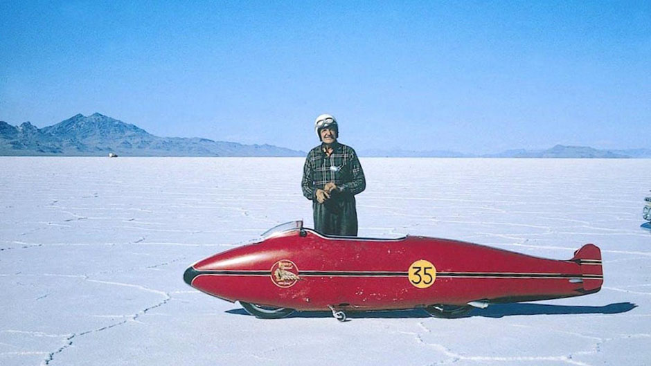 Burt Munro Historic photo at the Bonneville Salt flats