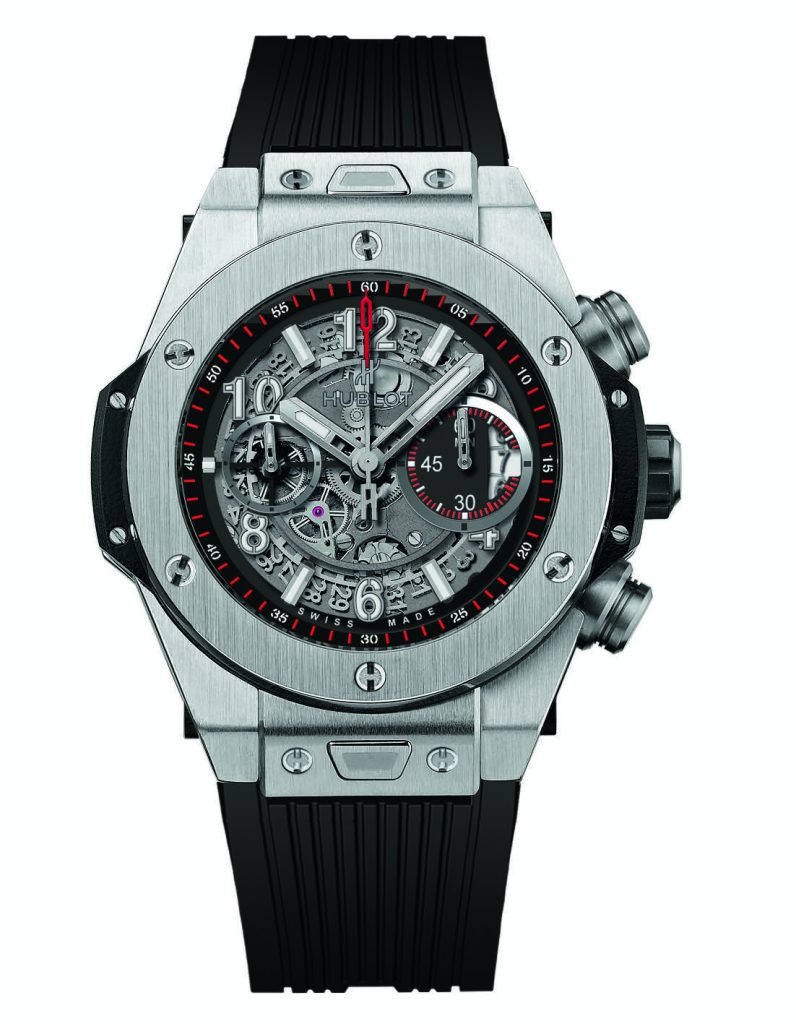 This Hublot Big Bang UNICO titanium watch is part of Patrick Reed's personal collection. 