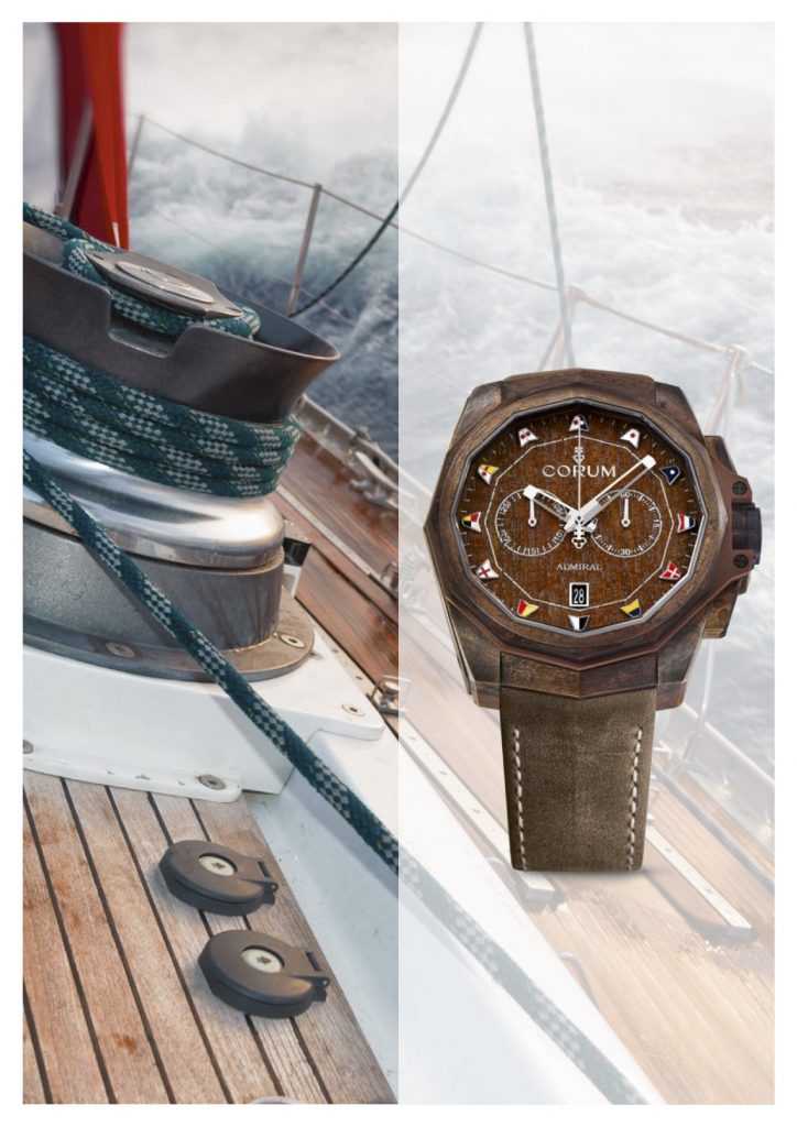 Designed for use on the water, this Corum Admiral AC-One Chronograph Bronze is water resistant to 300 meters.