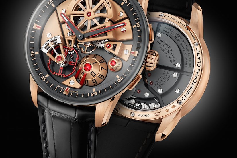 ChristopheClaret_Maestro_RectoVerso_DMC16.000-088_A4_300dpi_RVB Christophe Claret Maestro in 18-karat rose gold with Memo reminder feature ($76,000)
