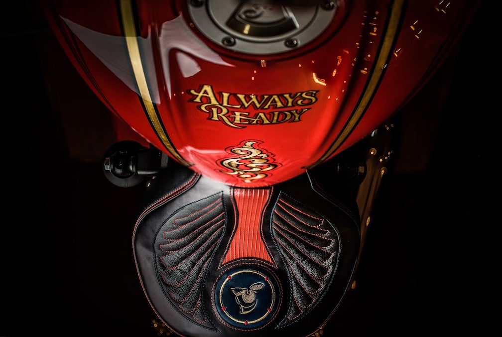 William Wood teams with Saltire to create and auction a custom-made Indian Scout motorcycle to benefit fire fighters and their families.
