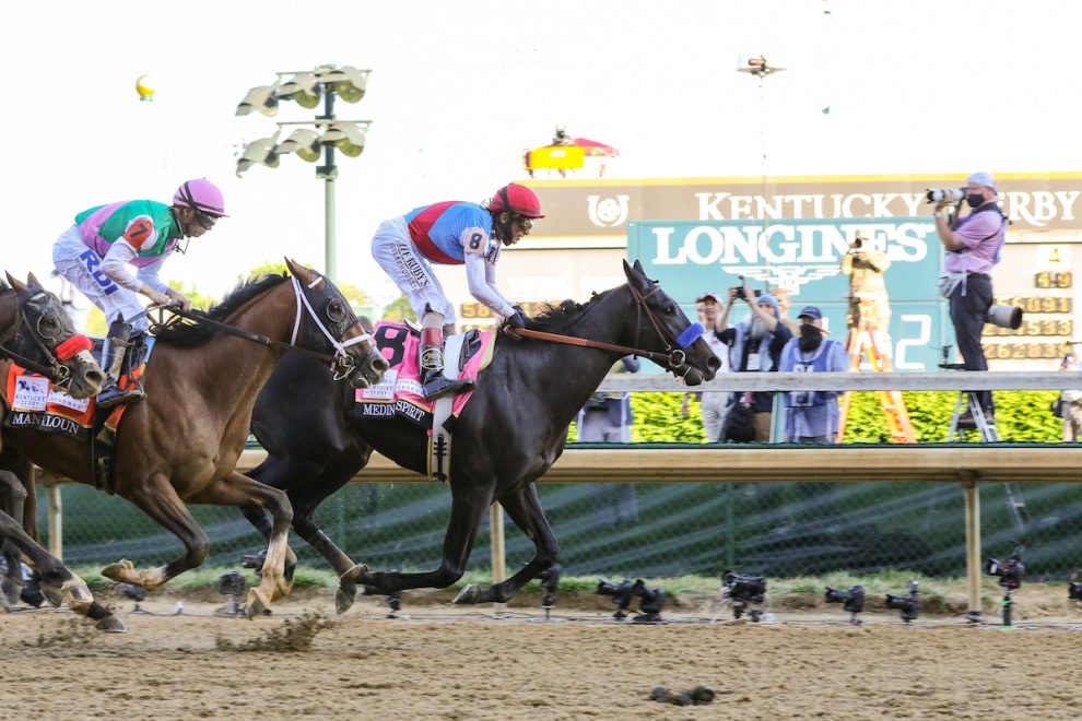 Derby race winner Medina Spirit and John R. Velazquez Longines timed the 147th Kentucky Derby.