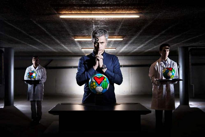 José Mourinho, also known as The Special One, was photographed surrounded by clocks in a shadowy basement during a visit to the Hublot manufacture in Switzerland