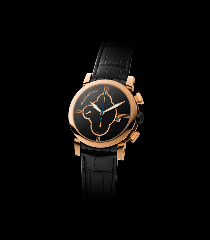 Rose gold case with  black PVD dial, Dubey & Schaldenbrand Grand Shar Gold Element chronograph 