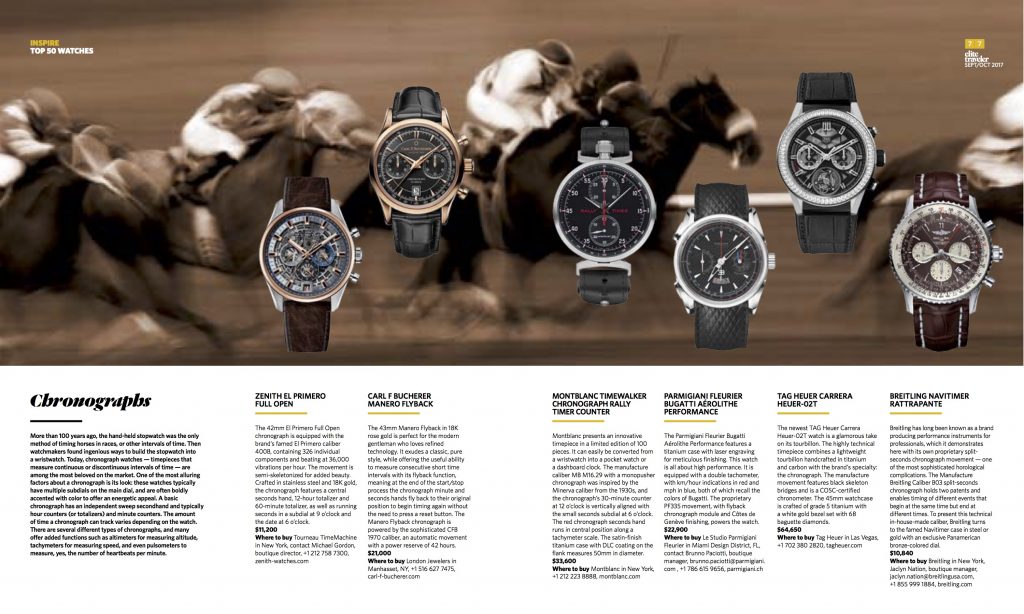 Elite Traveler Magazine's Top 50 Watches of 2017: Chronographs 