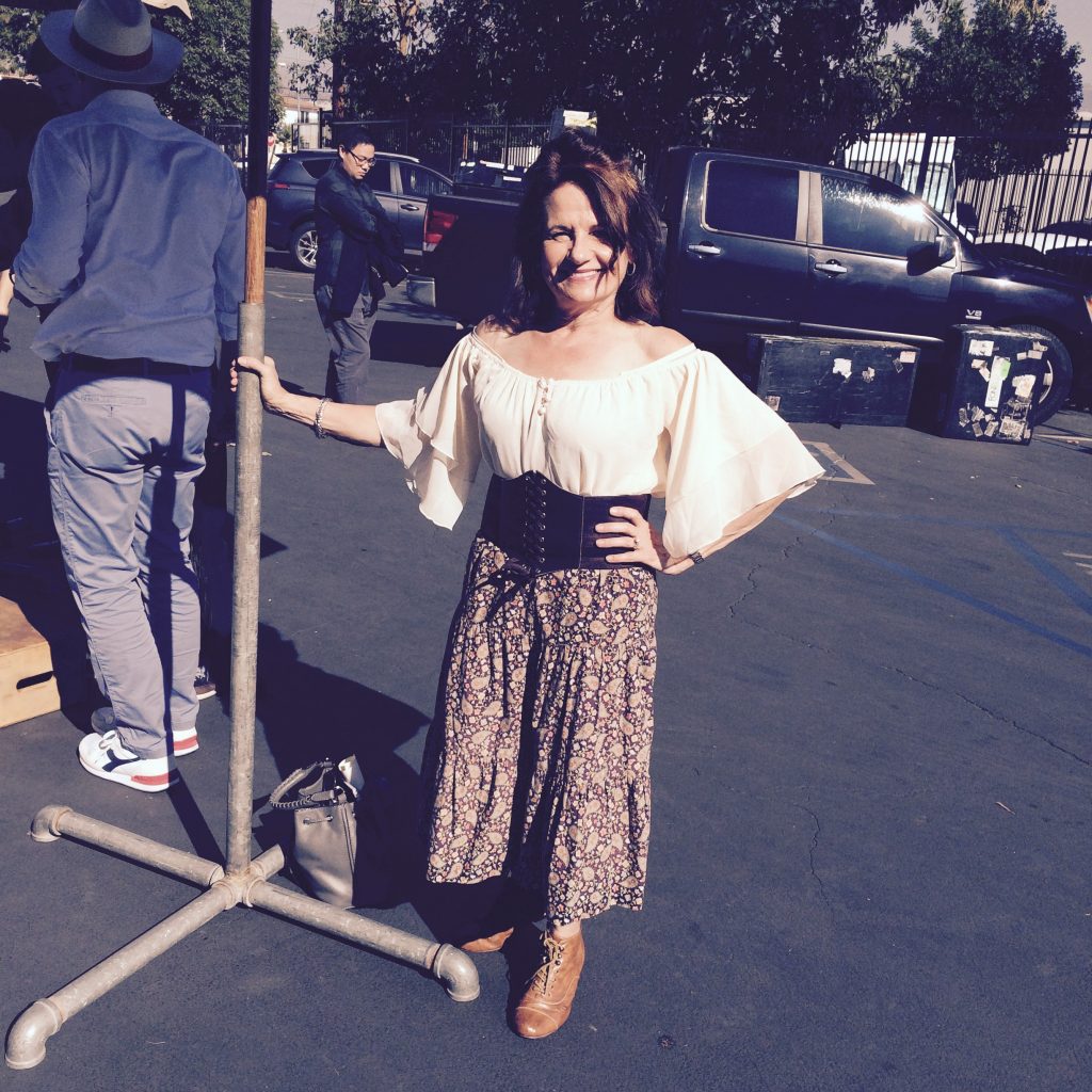 ATimelyPerspective.com contributor Nancy Olson on set in Hollywood with Hamilton. 