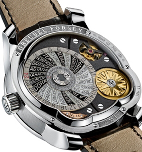 The back of the platinum GMT from Greubel Forsey