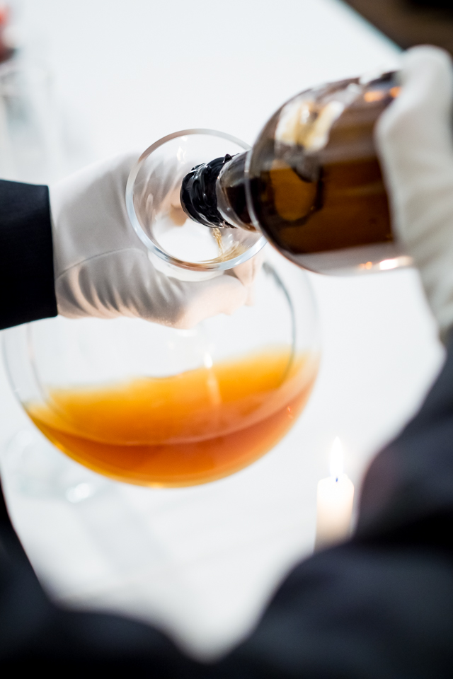 The rare vatted Glenlivet 1862 whiskey used in the Louis Moinet Whiskey Watch was opened and decanted by Wealth Solutions before the Baselworld Show and then poured into vials and sealed.