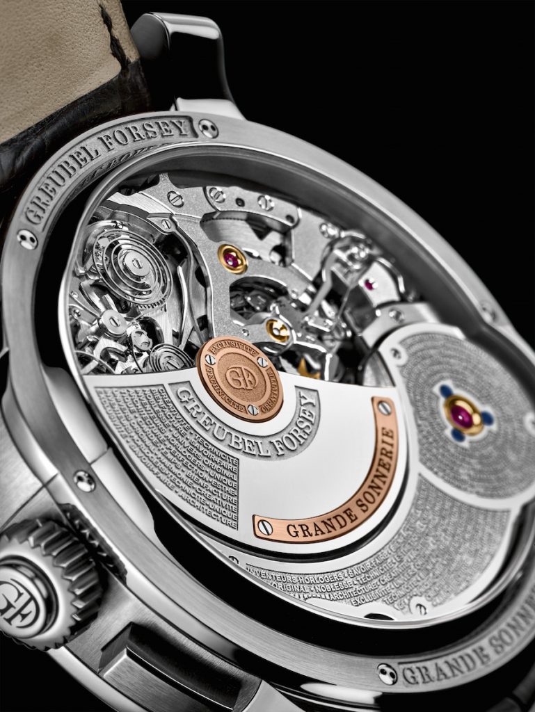 The movement of the Greubel Forsey Grande Sonnerie consists of 855 parts and the watch is comprised of 935 parts. 