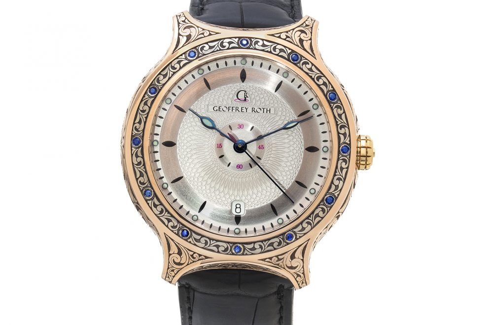 Newly finished watch by Geoffrey Roth Engineering Collection, with hand engraving by Todd Daniel. Made in Arizona.