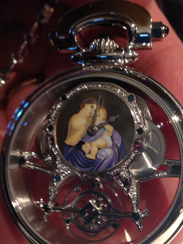 The back of this Bovet watch is hand painted with a unique "mother and child" rendition. 