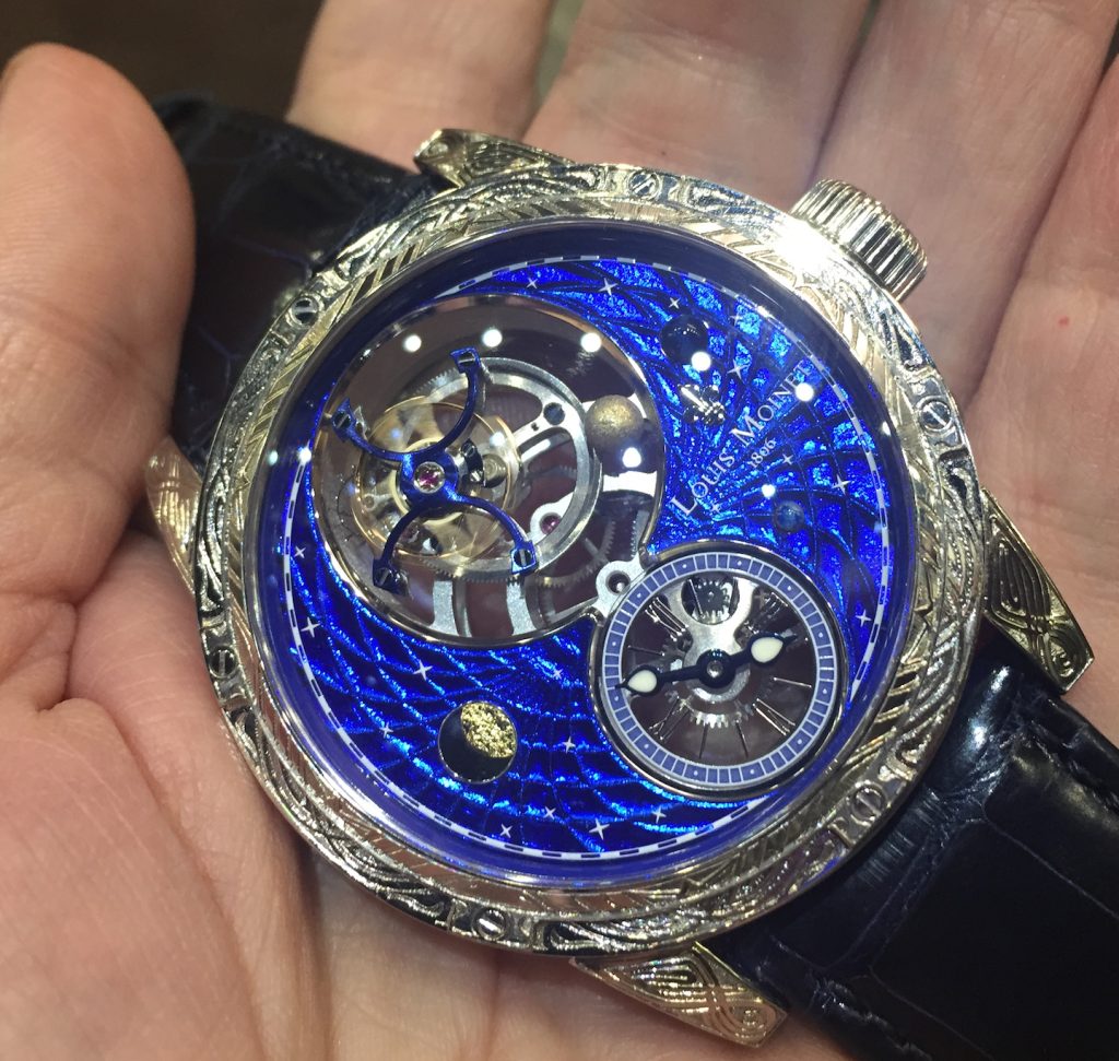 The Magic Blue dial of the Louis Moinet Space Mystery watch is a top-secret composition. 