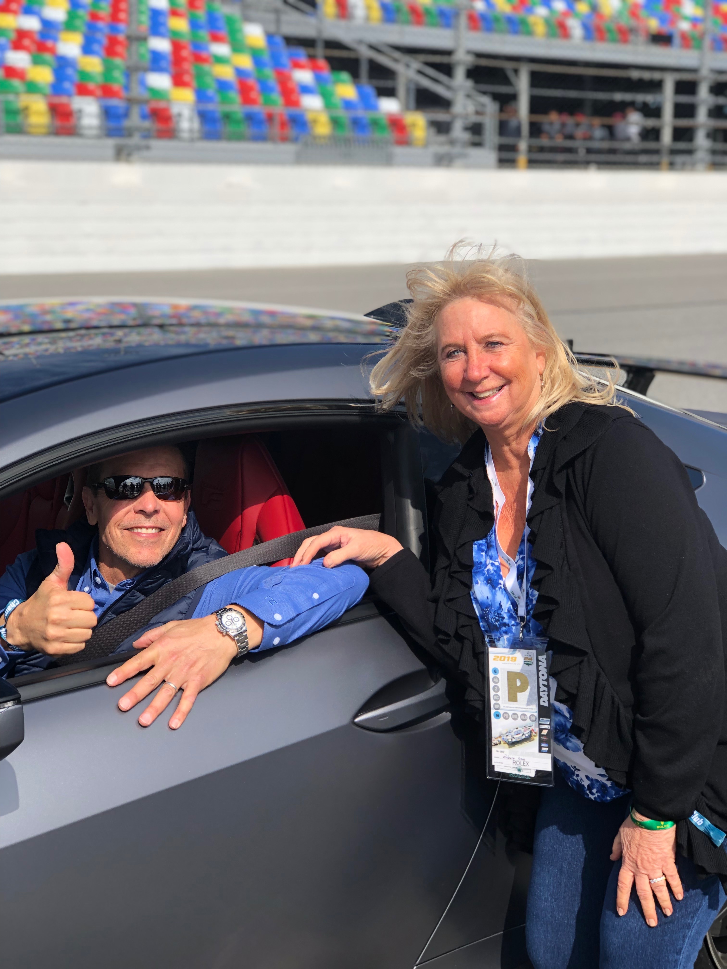 Roberta Naas with racing champion Scott Pruett.