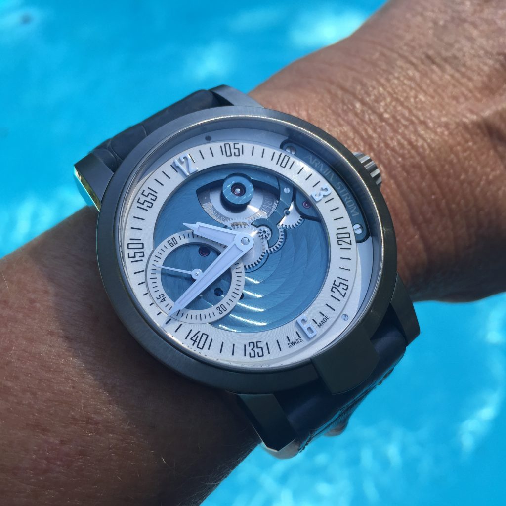 Armin Strom Cameleon Manual watch configurated in deep aquamarine colors.