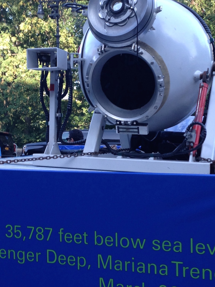 The cockpit of the capsule that Cameron spent eight hours in on his voyage to the bottom of the sea was 43 inches in diameter.  Photo c) RobertaNaas/ATimelyPerspective