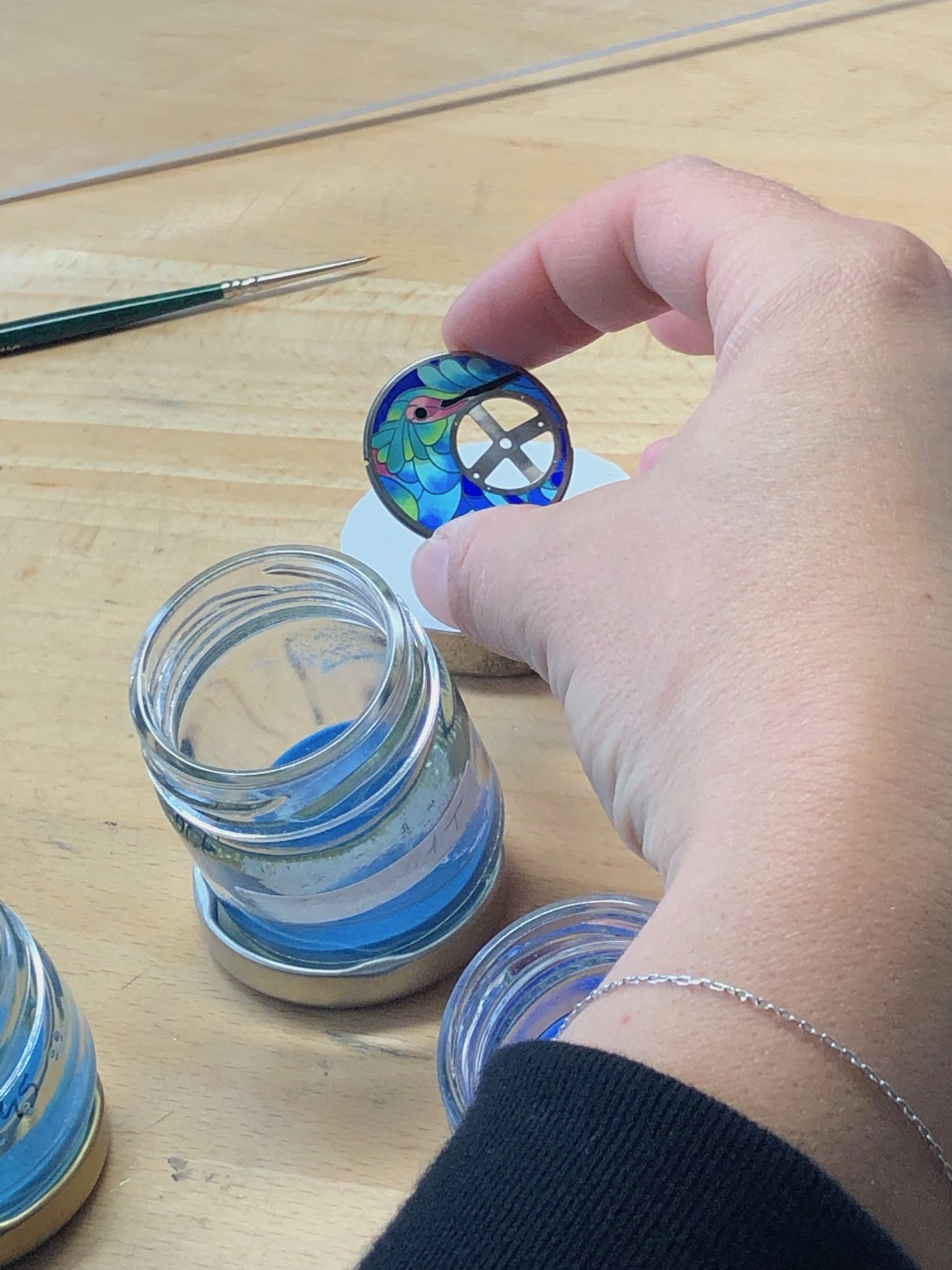 Inside the Metiers d'Arts department at Jaquet Droz. 