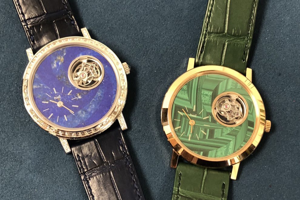 IMG_4174 Piaget Altiplano Tourbillon watches made with marquetry gemstone dials (malachite, lapis lazuli).