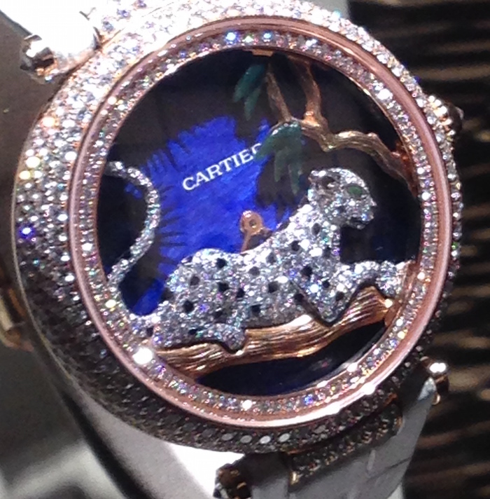 On this Cartier watch, the panther moves around the dial with every move of the wrist.
