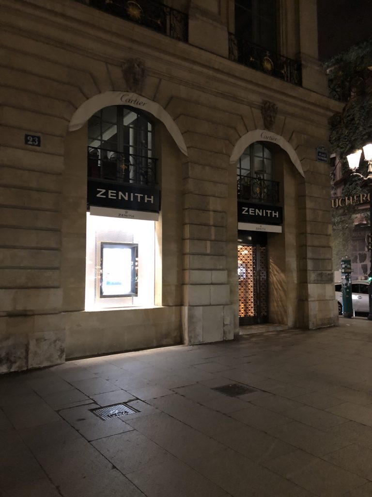 Zenith Pop-Up store in Place Vendome, Paris 
