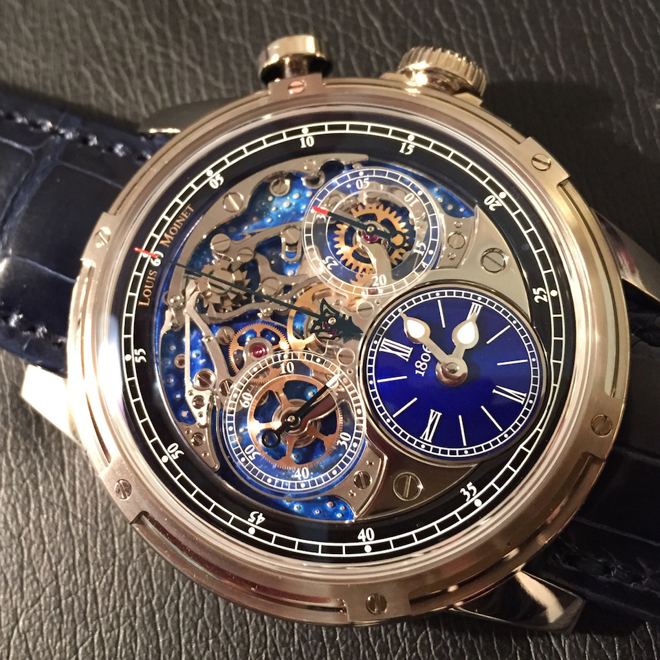 The Louis Moinet Memoris chronograph watch features high-tech materials and unusual techniques for the shimmering stars. 