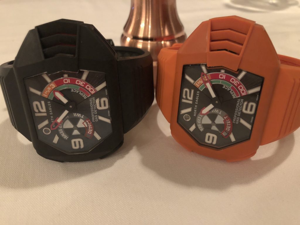 North Eagles H2S Professional Gas Detector watch with patented triple alarm system.