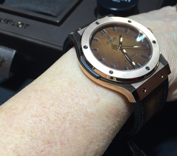 On the wrist, the Hublot Classic Fusion Berluti Scritto watch 
